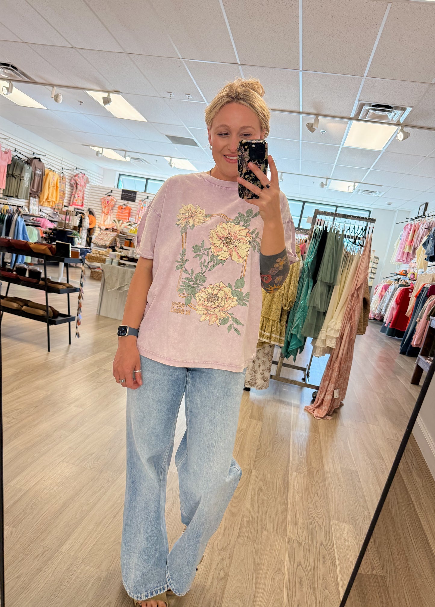 Grow In Grace Floral Graphic Tee