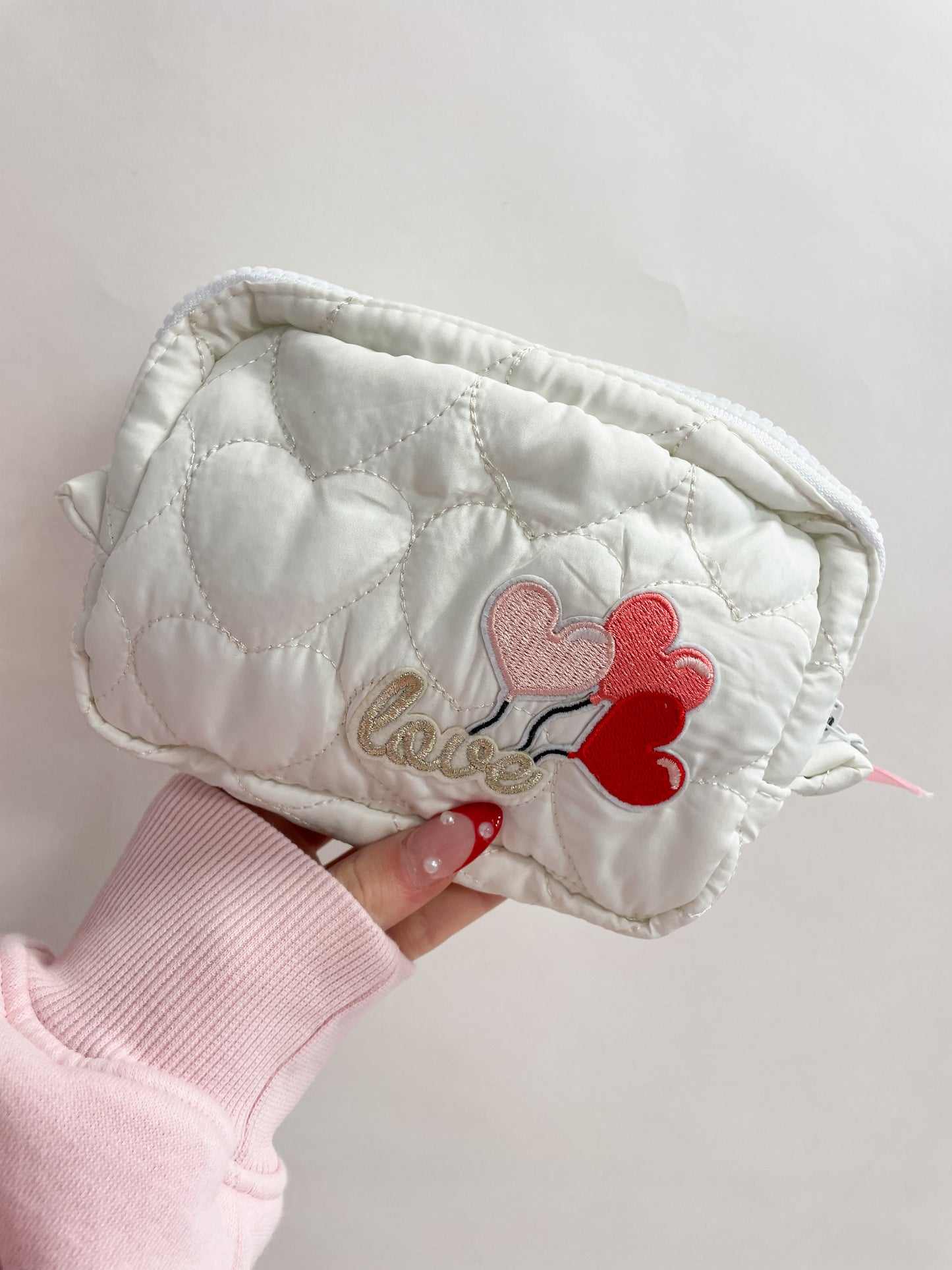 Heart Quilted Cosmetic Bag