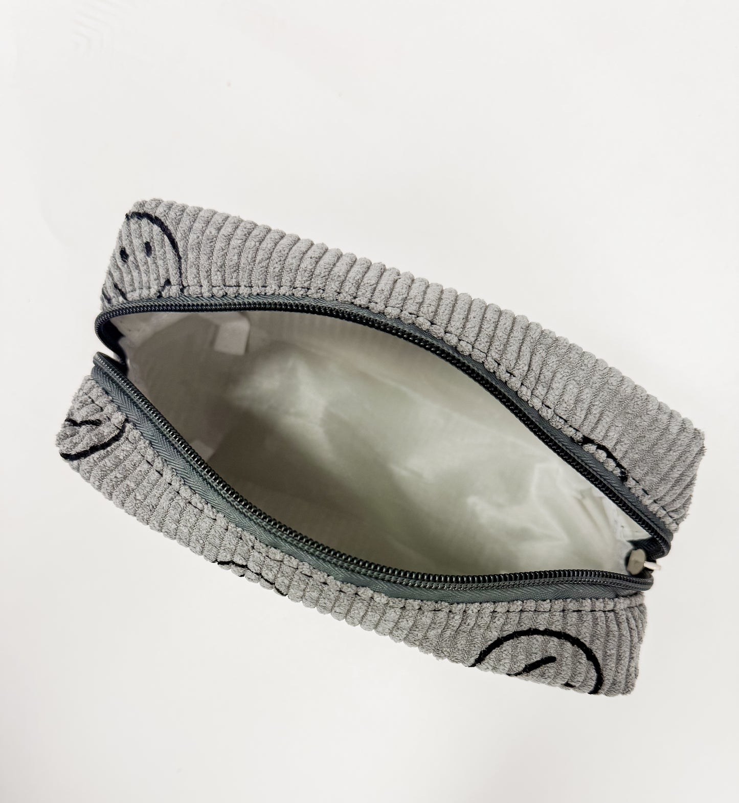 Smiley Face Corduroy Cosmetic Bag