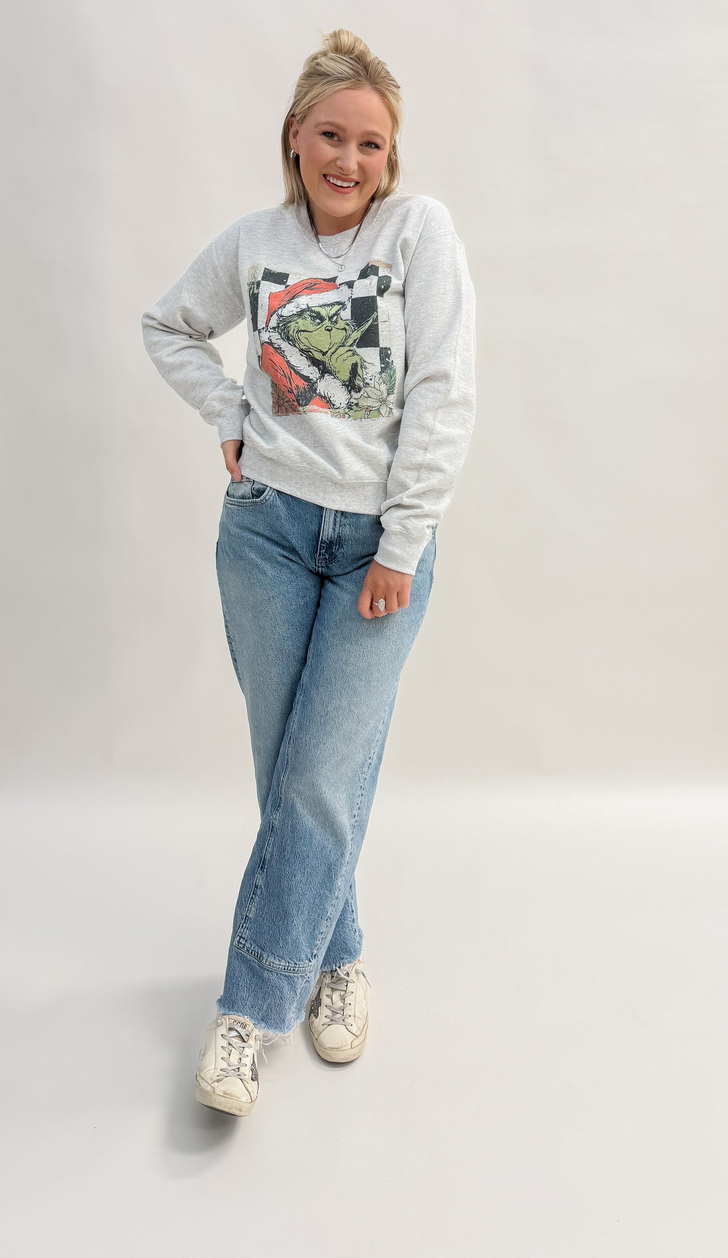 Checkered Grinch Graphic Crewneck