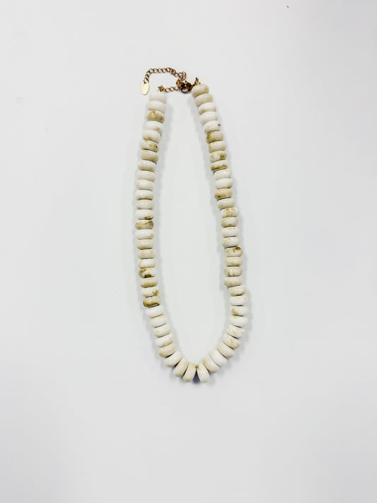 Beaded Statement Necklace-Cream Swirl