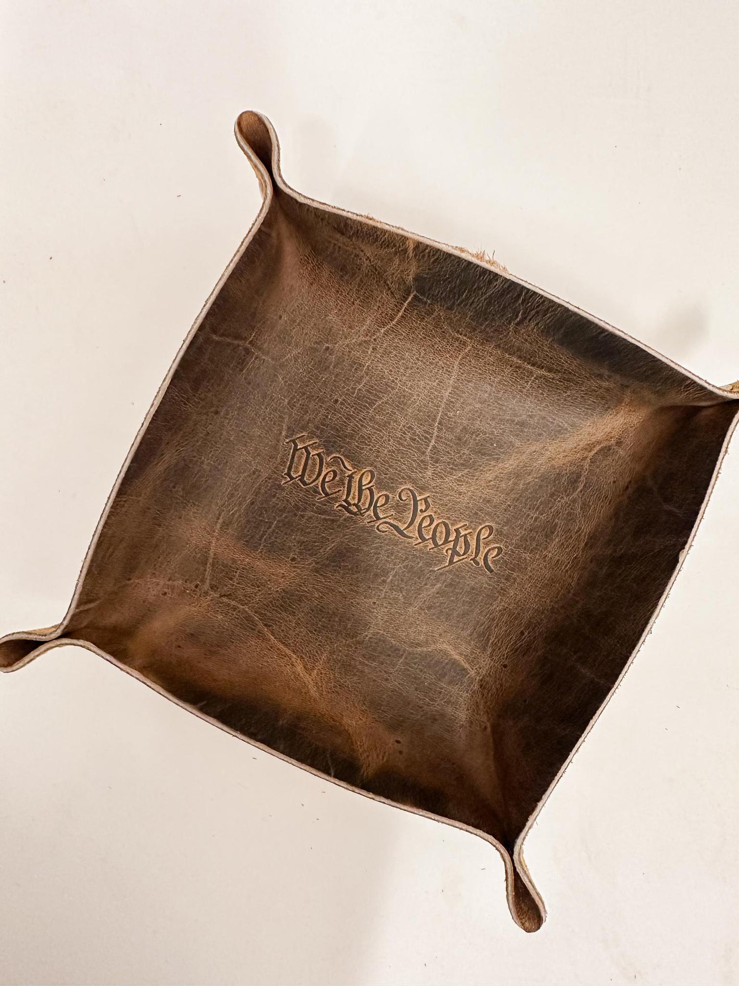 We The People Square Valet Leather Tray