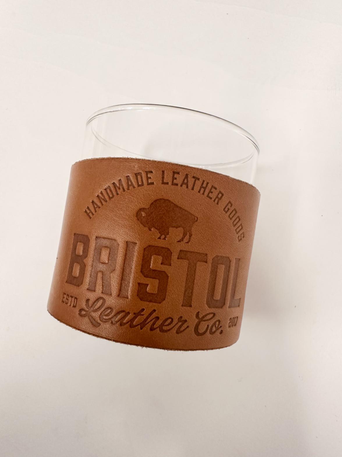 Bristol Leather Co. Logo Rock Glass Leather Sleeves