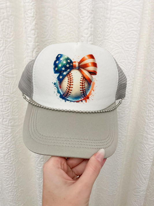 Americana Baseball Bow Trucker Hat