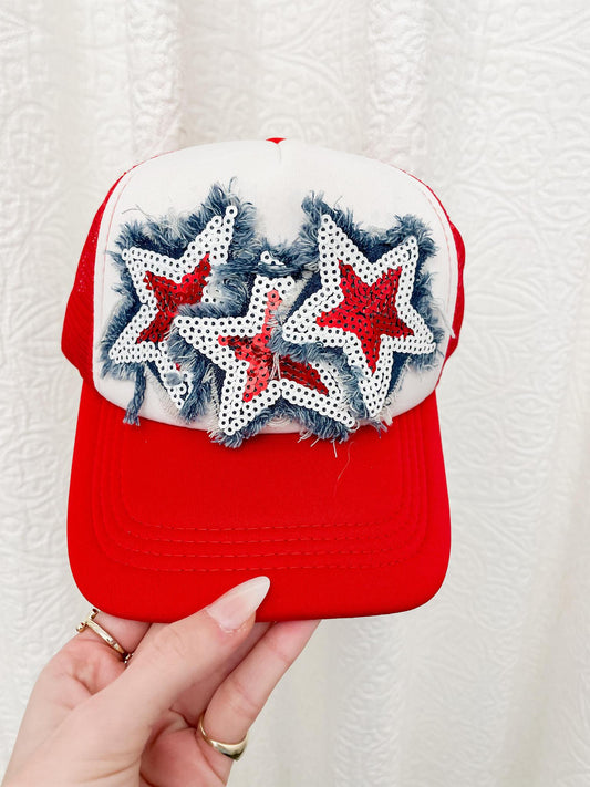 Denim Patriotic Trucker Hat