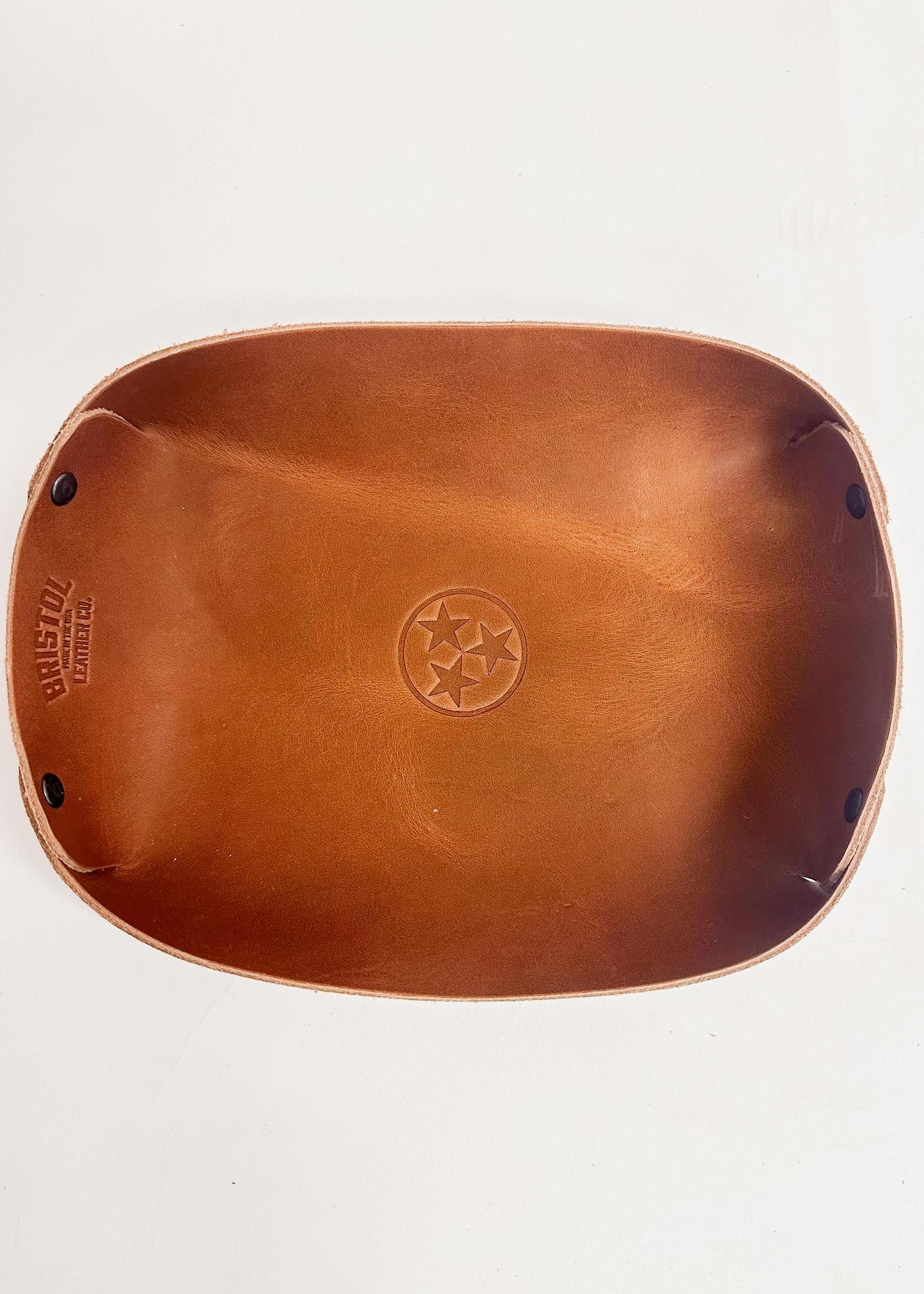 Tri-Star Oval Leather Tray