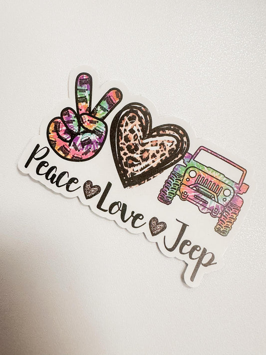 Peace Love Jeep Sticker