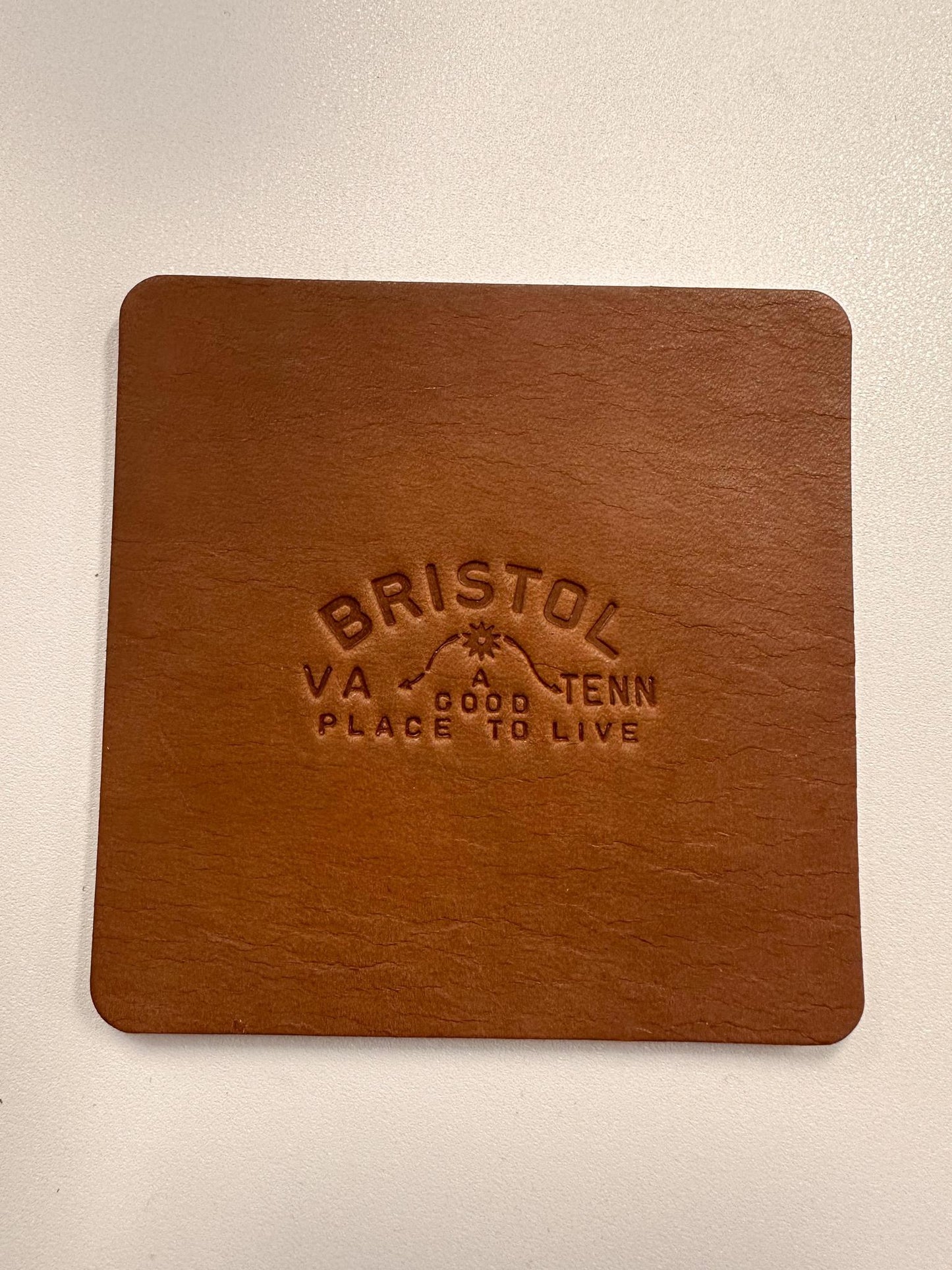 Bristol tn/va Sign Leather Coaster