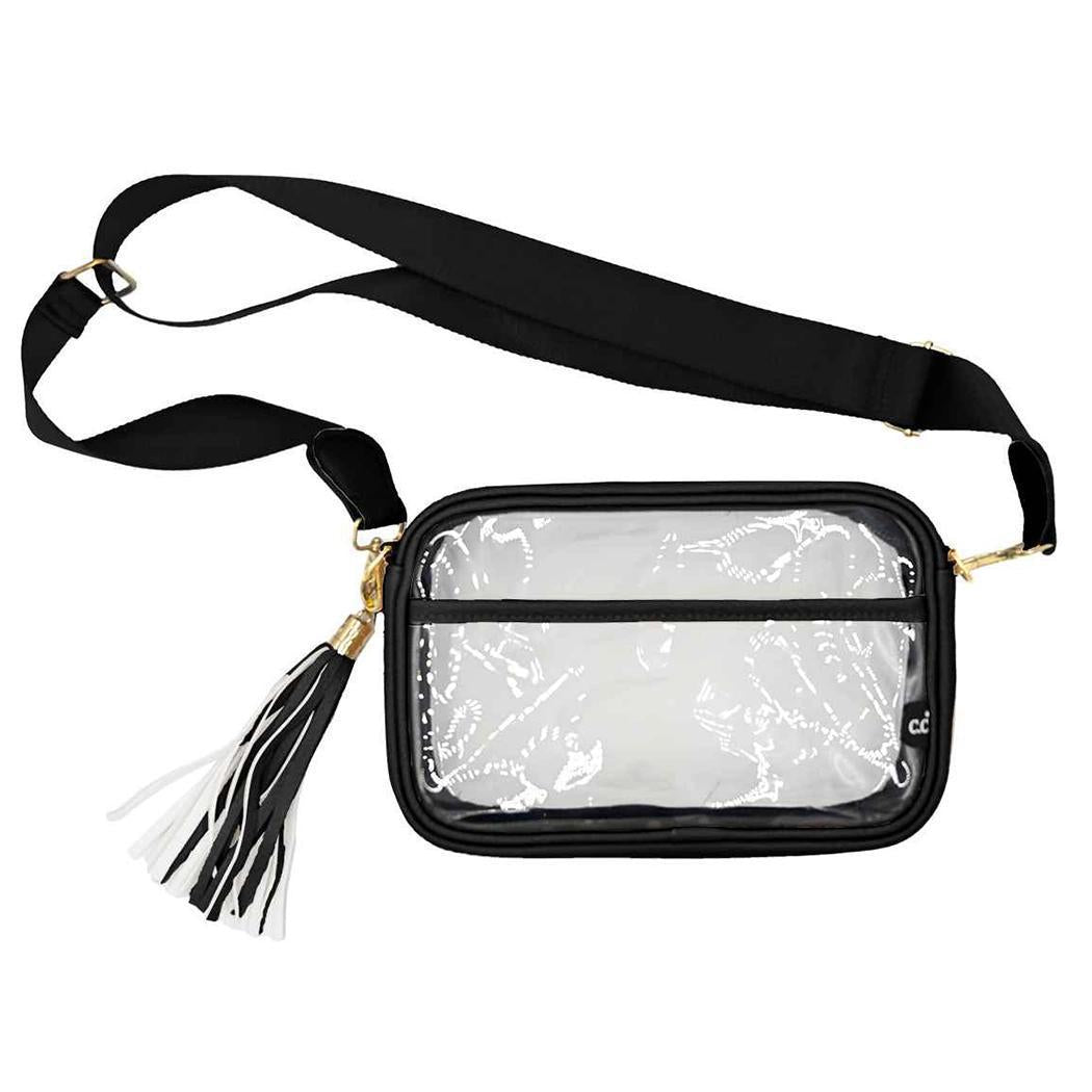 Colored Outline Clear Bag with Faux Leather Tassel