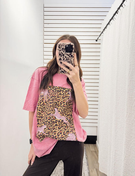 Pink Leopard Graphic Tee
