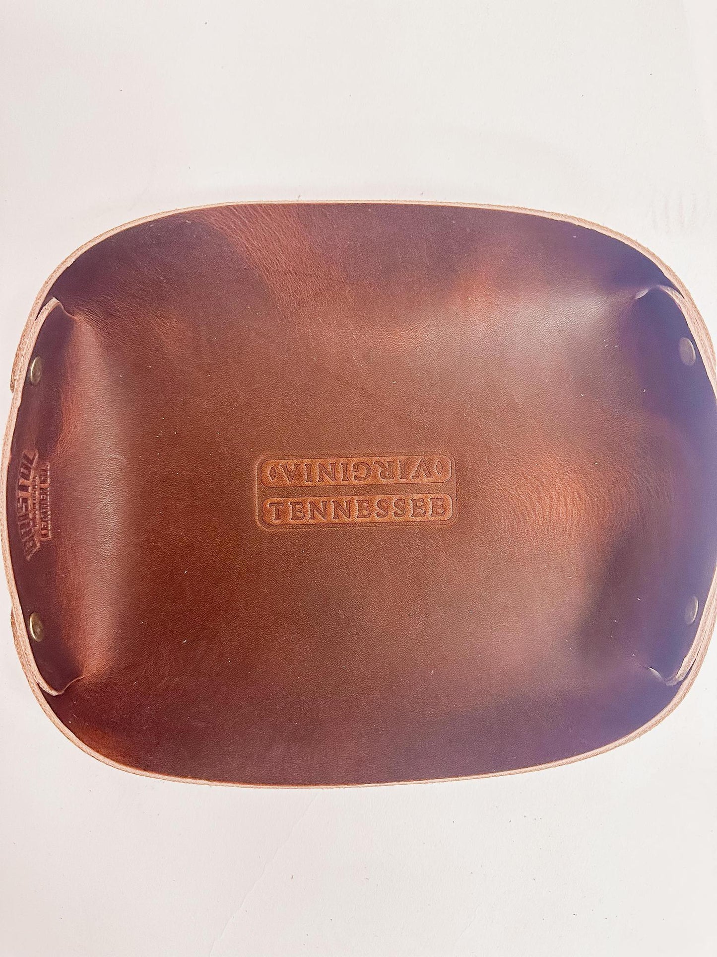 State St. Plaque Oval Leather Tray