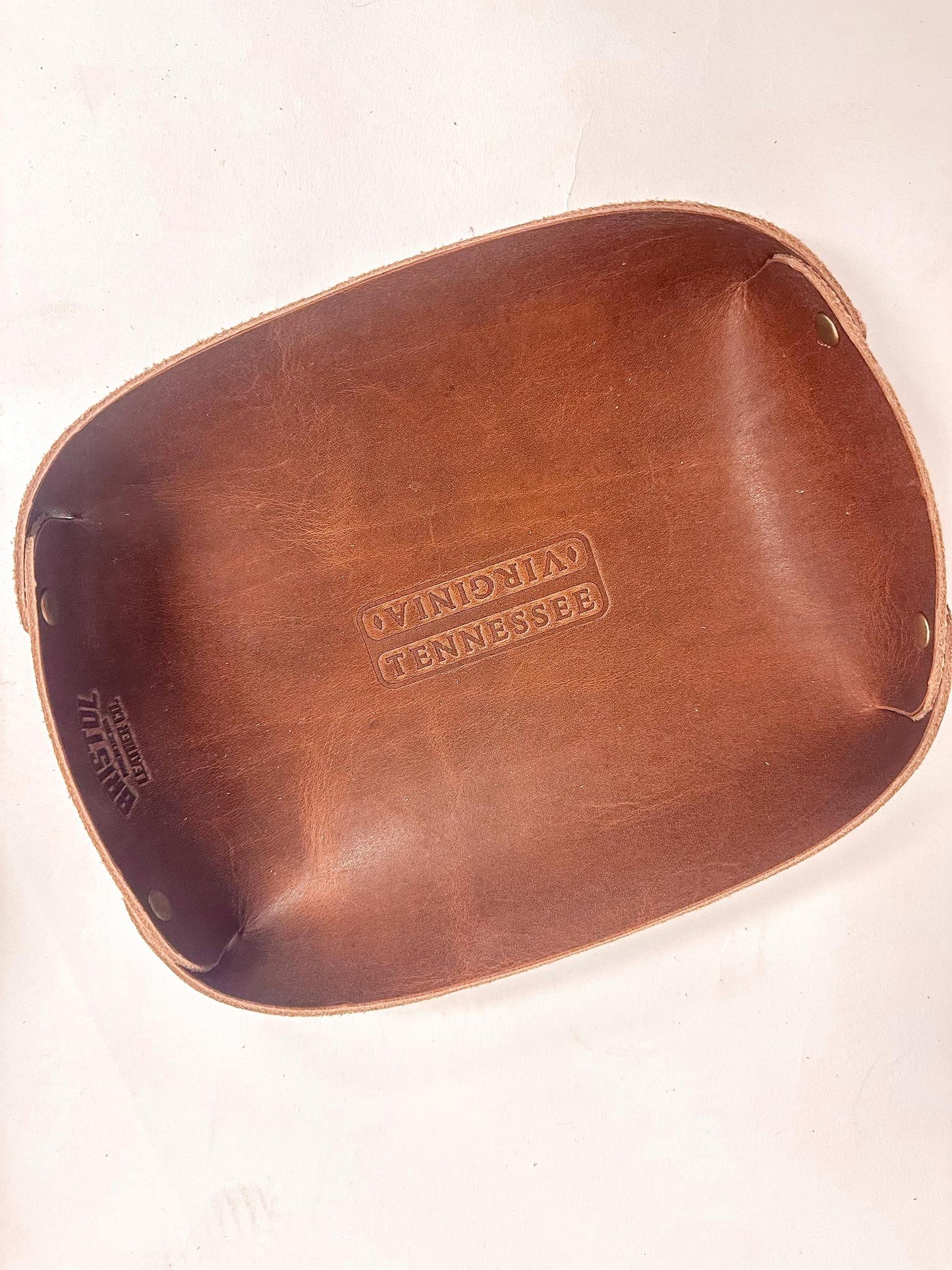 State St. Plaque Oval Leather Tray