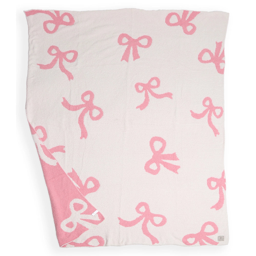 Pink & White Bow Blanket