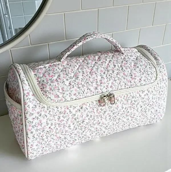 Pink Floral Cosmetic Bag