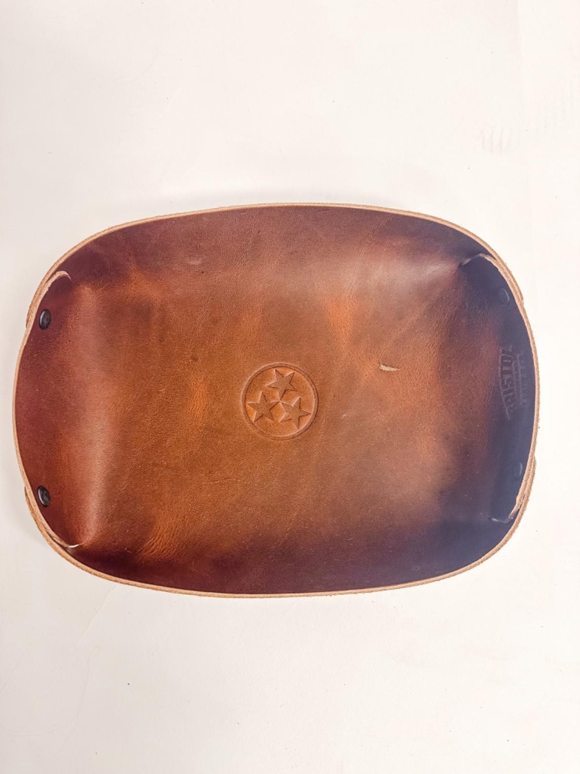 Tri-Star Oval Leather Tray