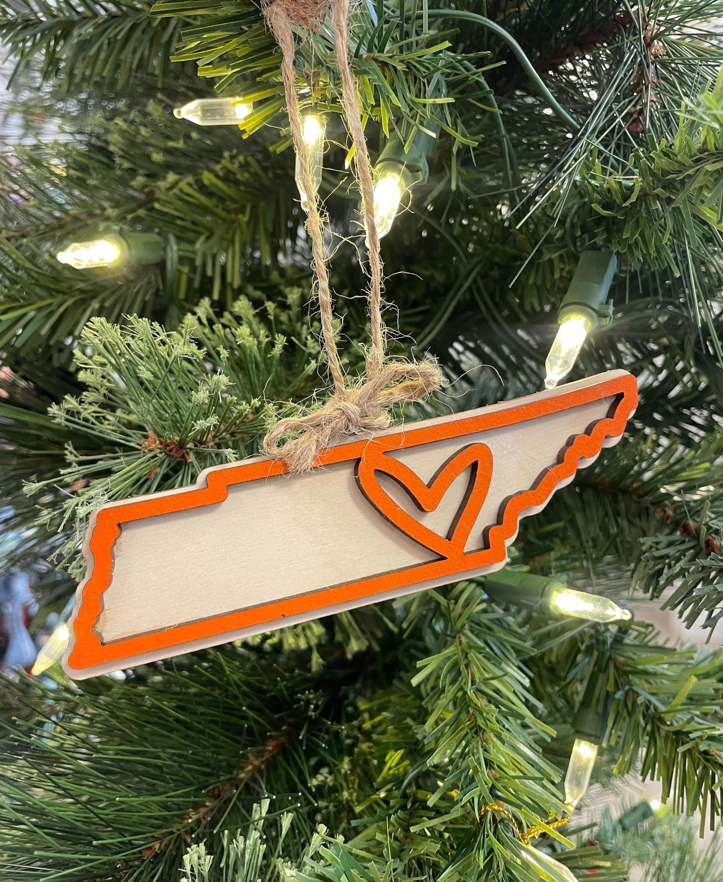 State of Tennessee Orange Outlined Ornament