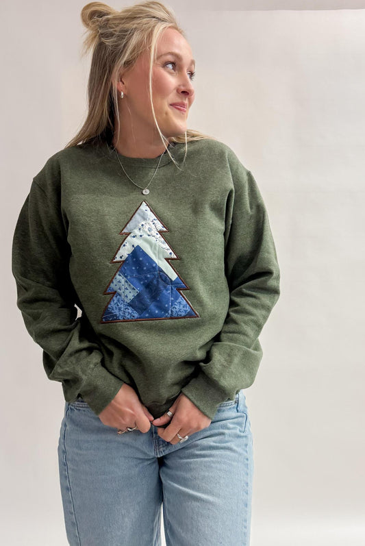 Quilted Christmas Tree Crewneck