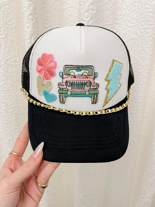 Pink Jeep Girlie Trucker Hat