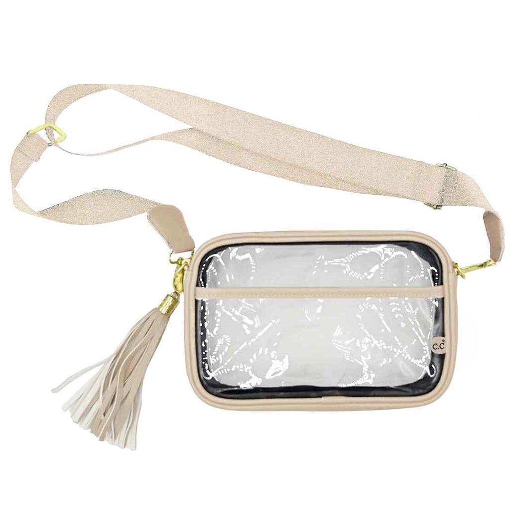 Colored Outline Clear Bag with Faux Leather Tassel