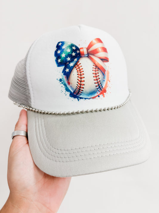 Americana Baseball Bow Trucker Hat