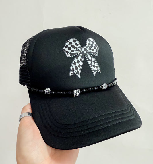 Checkered Bow Trucker Hat