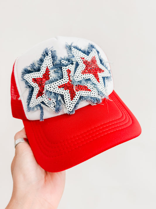 Denim Patriotic Trucker Hat