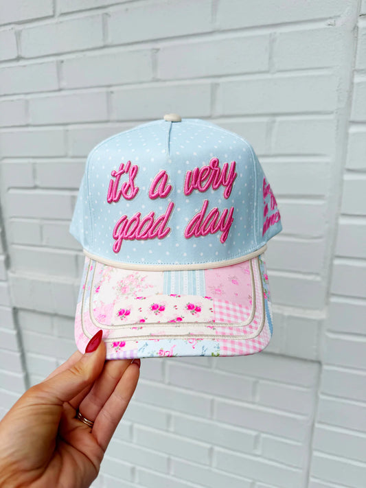 It's a Very Good Day Polkadot & Patchwork Trucker Hat