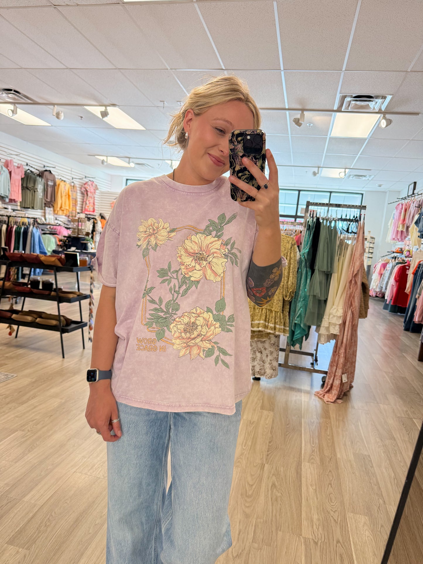 Grow In Grace Floral Graphic Tee