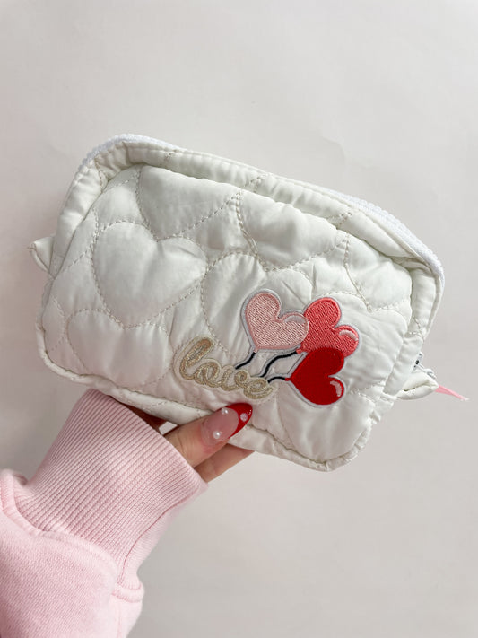 Heart Quilted Cosmetic Bag
