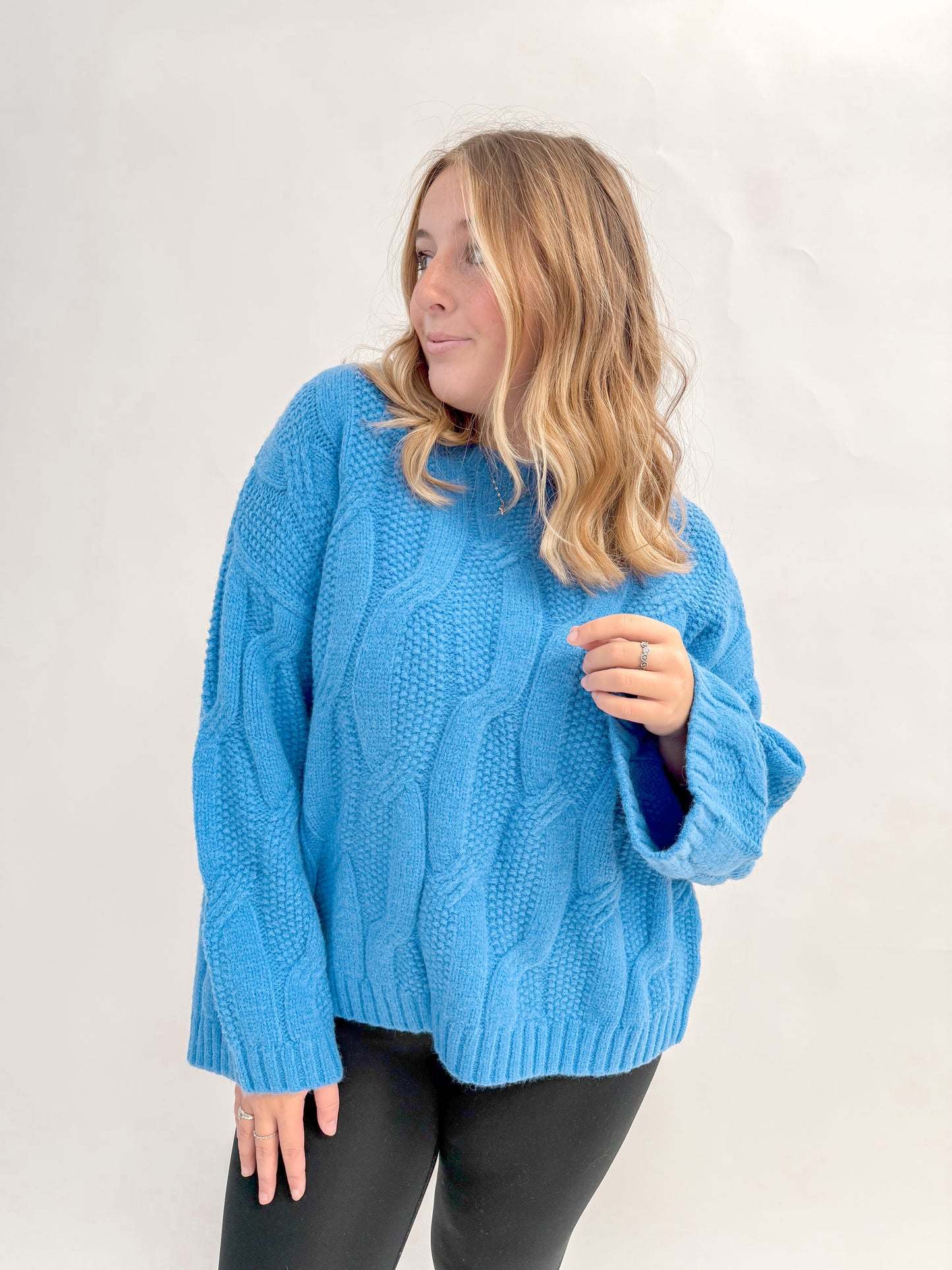 18th St. Blue Cable Knit Sweater