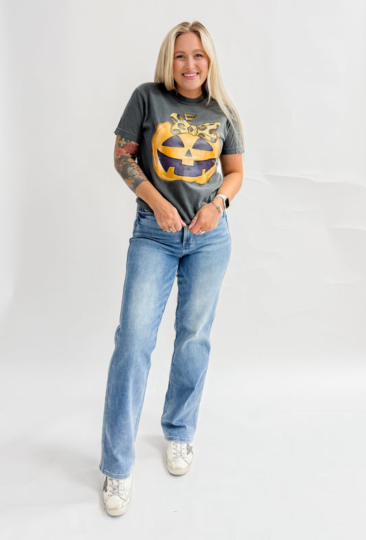Cheetah Bow Jack-o-Lantern Graphic Tee