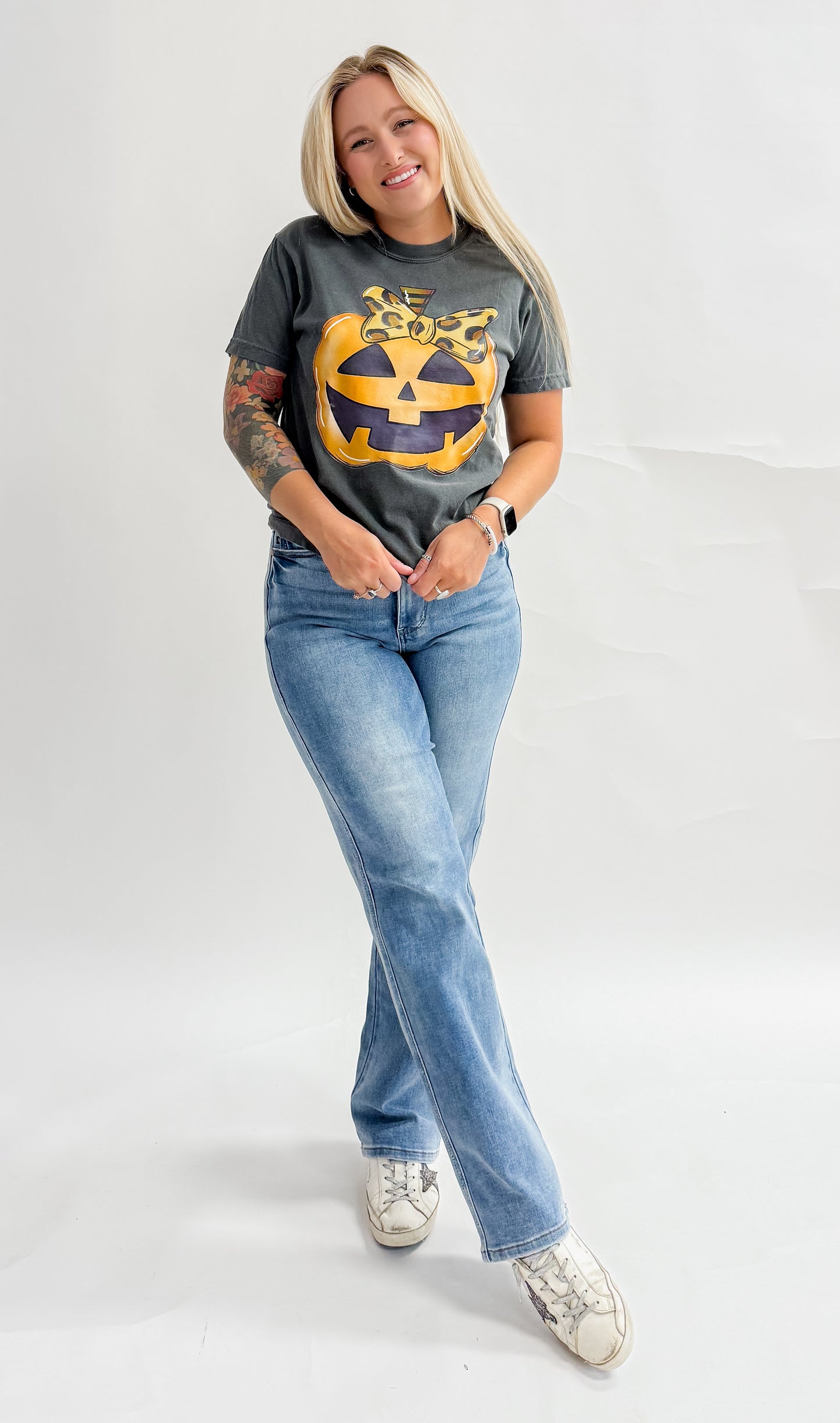 Cheetah Bow Jack-o-Lantern Graphic Tee