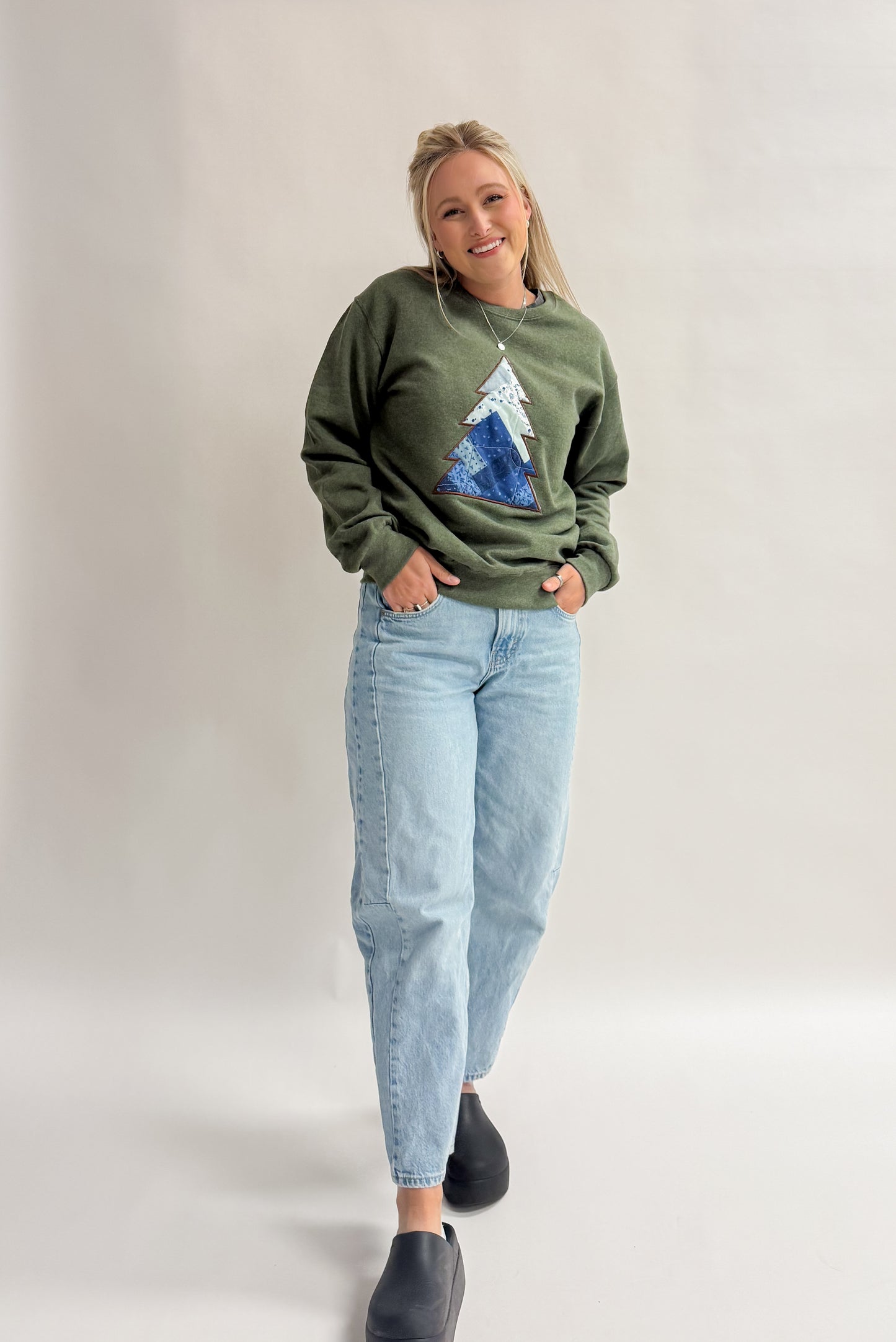 Quilted Christmas Tree Crewneck