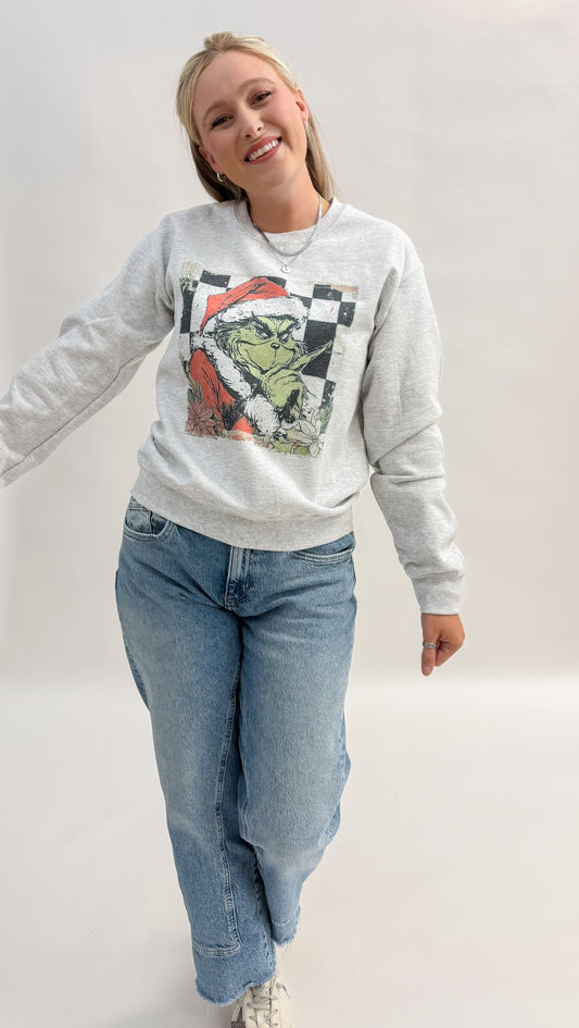 Checkered Grinch Graphic Crewneck