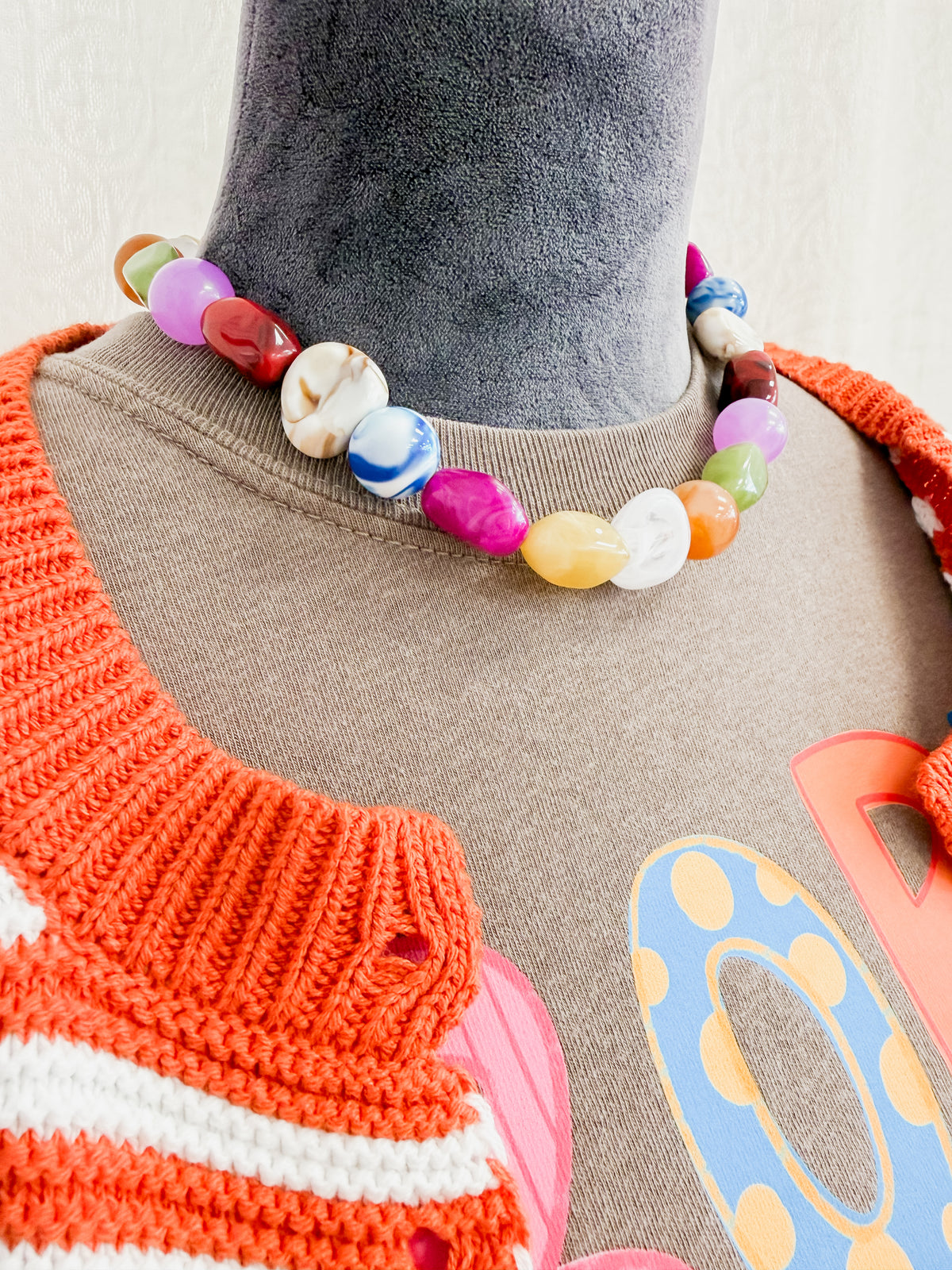Color Pop Mixed Shape Beaded Necklace – Modern Statement