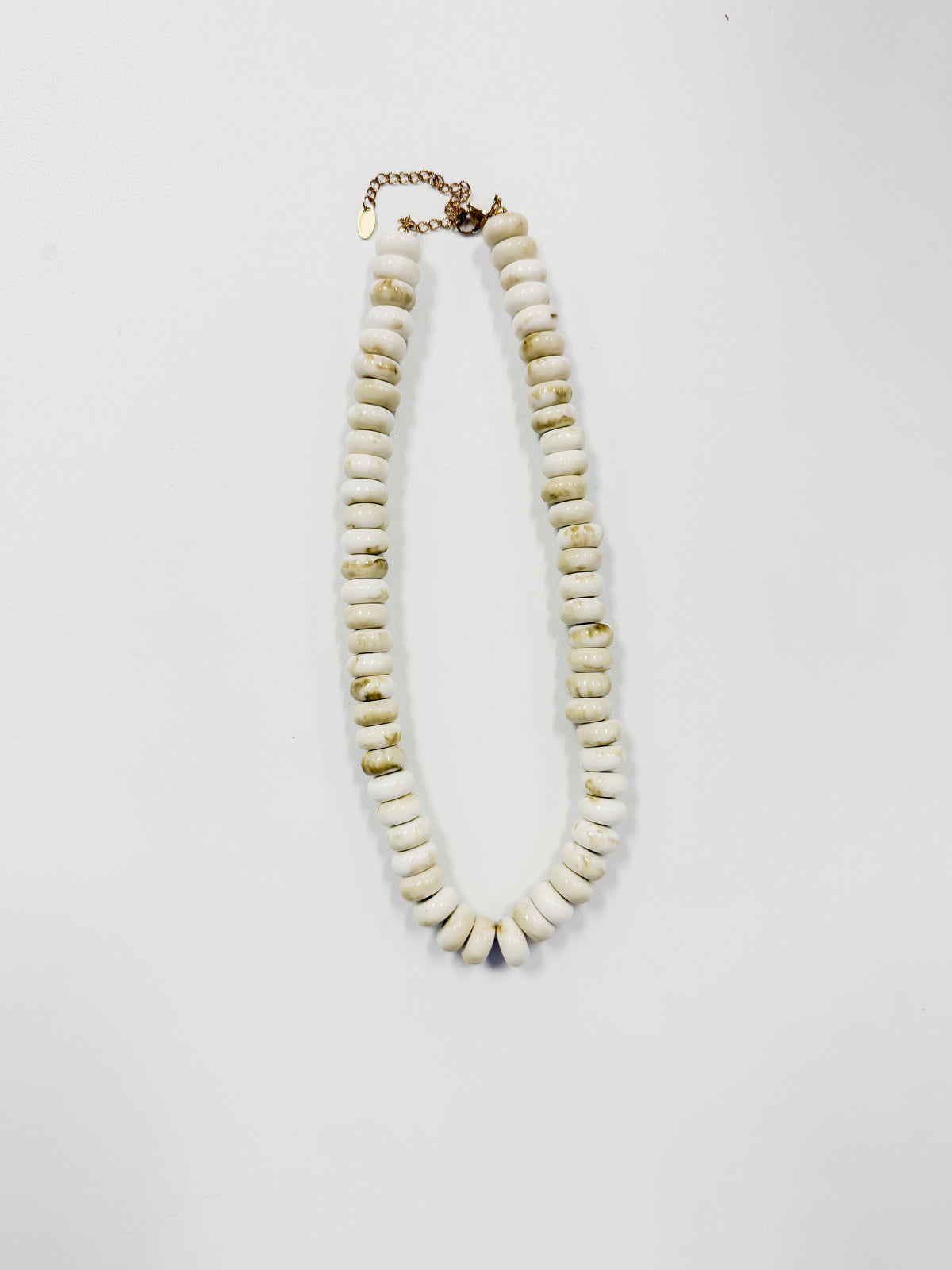 Beaded Statement Necklace-Cream Swirl