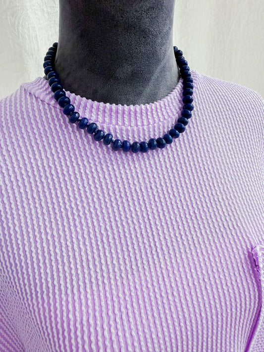Refined Stone Bead Necklace- Lapis Blue