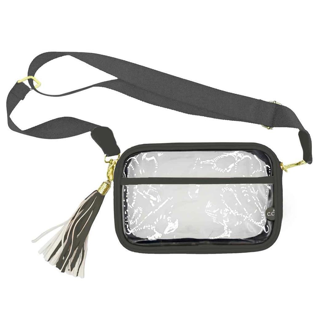 Colored Outline Clear Bag with Faux Leather Tassel