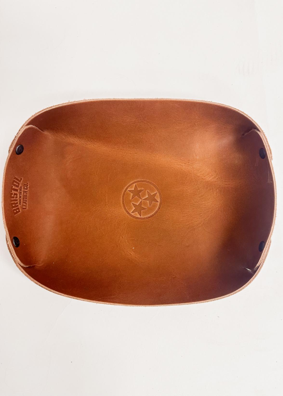 Tri-Star Oval Leather Tray