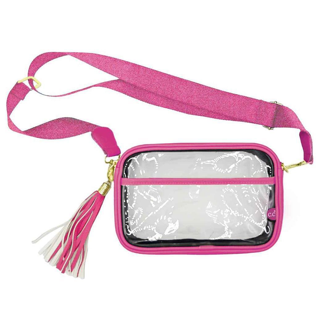 Colored Outline Clear Bag with Faux Leather Tassel