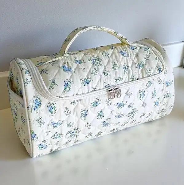 Blue Floral Cosmetic Bag