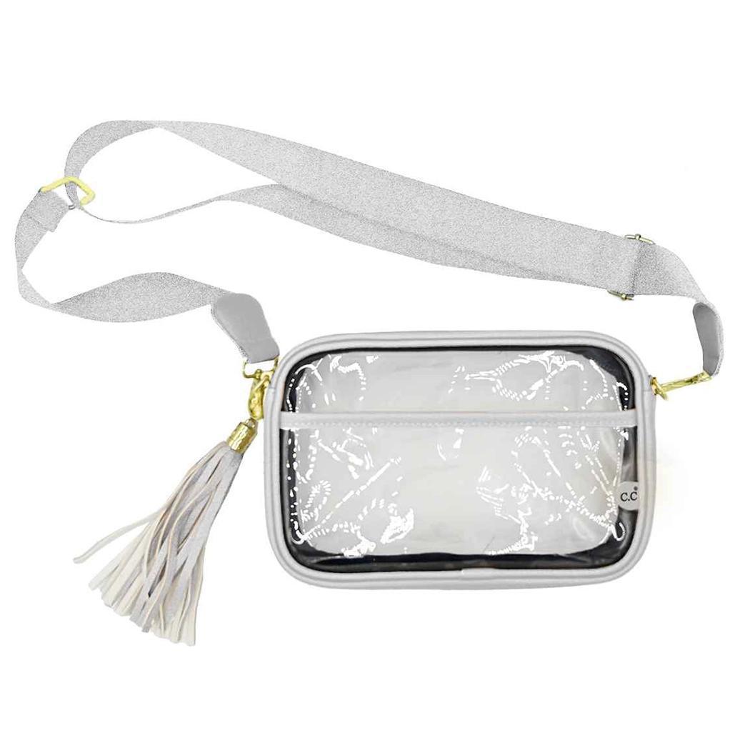 Colored Outline Clear Bag with Faux Leather Tassel