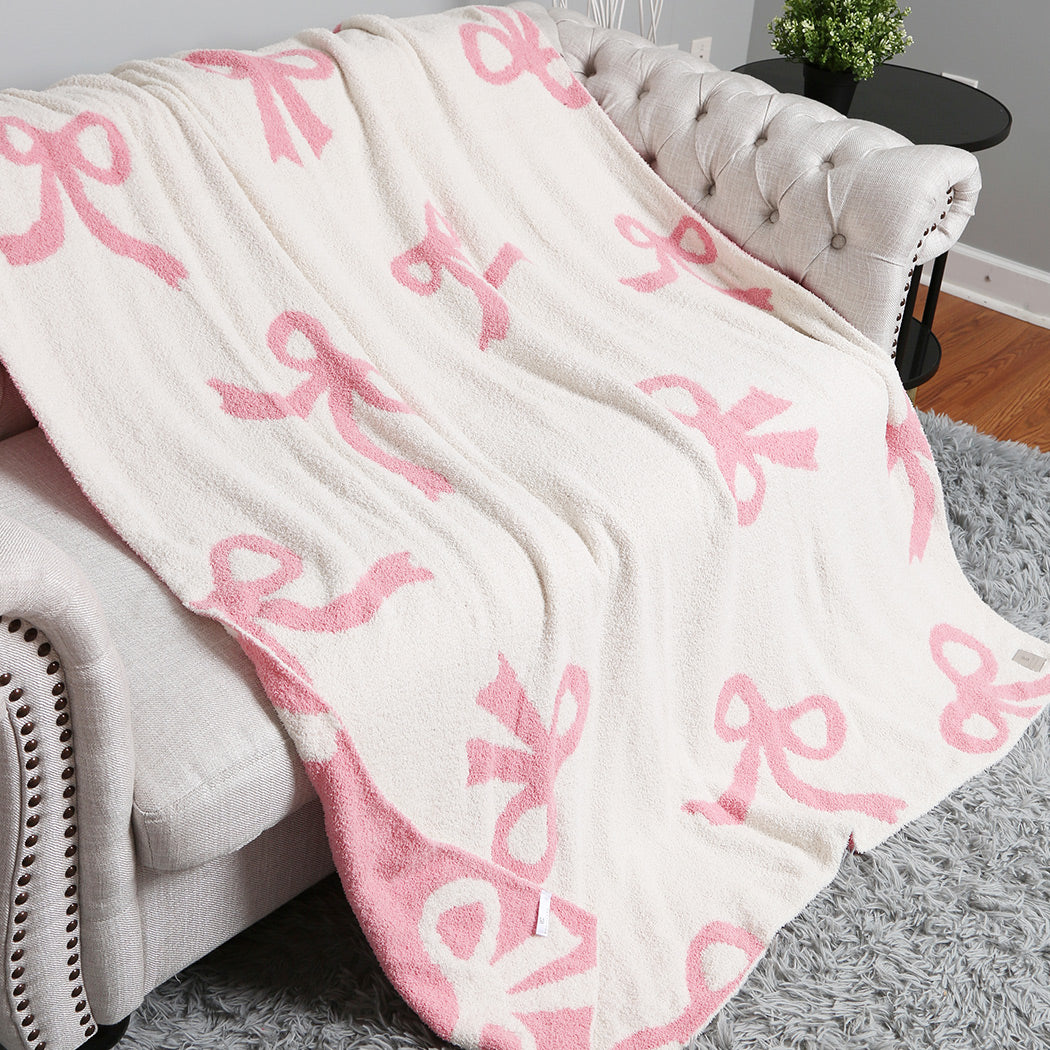 Pink & White Bow Blanket